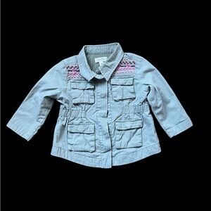 Jessica Simpson Kids Gray Jean Jacket with Pink Embroidery